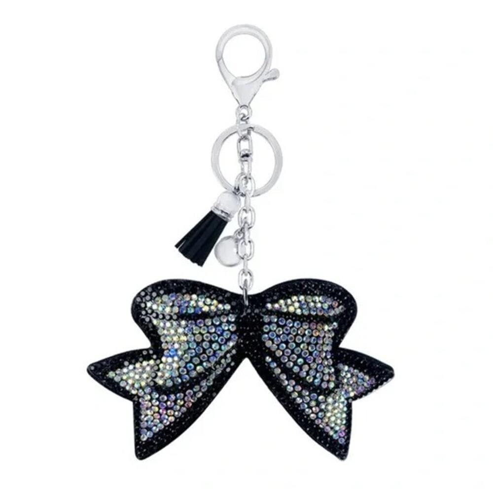 Rhinestone Black Bow Keyring